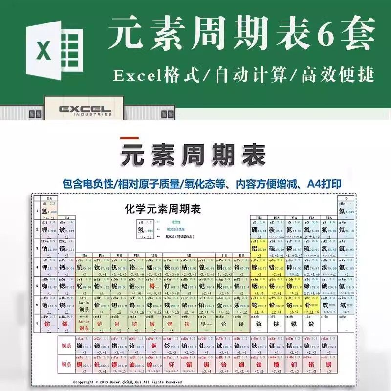 化学元素周期表pdf电子版可打印编辑修改新版高清图片jpg学生素材-虚拟资源仓