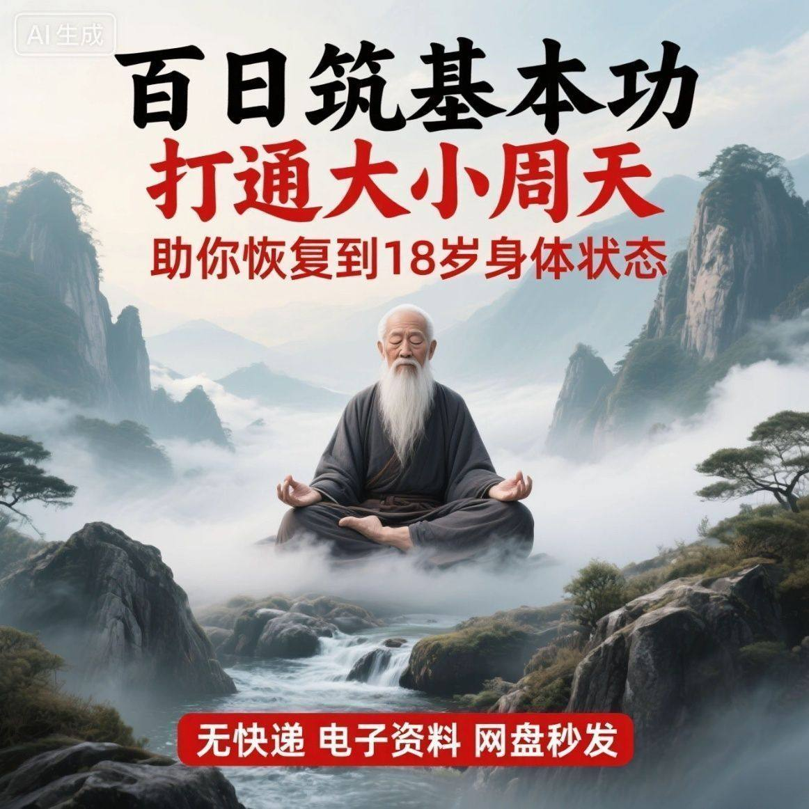 百日筑基功打通大小周天电子版视频课程动功通脉秘传心法打坐讲解-虚拟资源仓