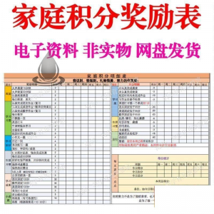 B267家庭积分奖励儿童惩罚积分表小学生儿童自律表可打印电子模板-虚拟资源仓