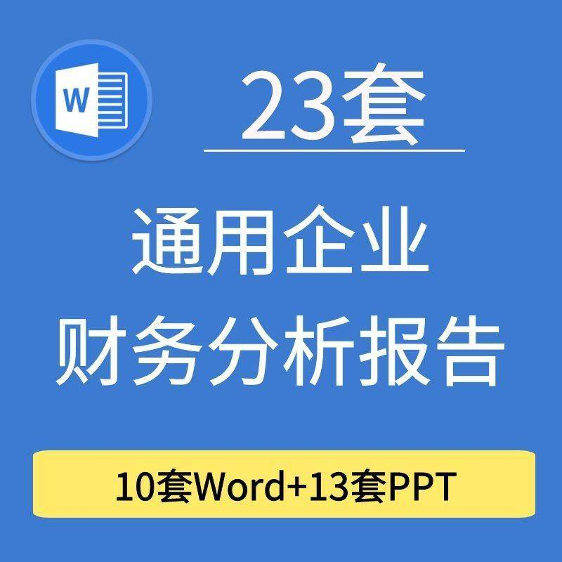 23套通用企业公司年度财务分析报告word电子文档模板PPT演示-虚拟资源仓