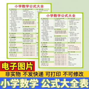 小学生数学1-6年级公式大全学习挂图电子版图片素材打印资料A3A4-虚拟资源仓