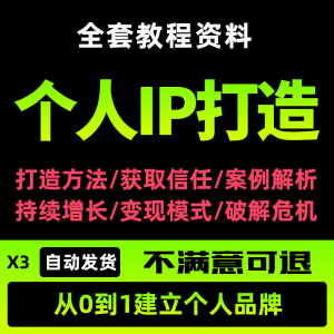 个人IP打造教程如何快速打造个人IP社交品牌定位训练营资料大全新-虚拟资源仓