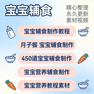 宝宝婴儿辅食制作全套教程配方视频自学方法食谱营养方法教程素材-虚拟资源仓