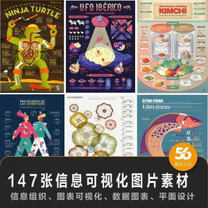 147张信息可视化数据图表平面创意设计样式信息组织效果图片素材-虚拟资源仓