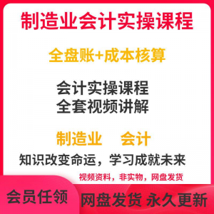 工厂制造业企业会计实操课程视频全盘账成本核算纳税申报成本教程-虚拟资源仓