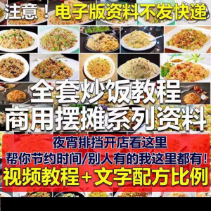花式炒饭视频教程 泡菜蛋炒饭海鲜盖饭制作 特色小吃配方技术课程-虚拟资源仓