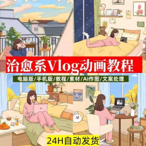 治愈系动画视频插画教程AI绘画动态情感唯美vlog镜头剪辑课程素材-虚拟资源仓
