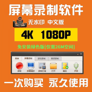 电脑高清1080P录屏录制软件屏幕视频声音录像工具4K无水印mp4格式-虚拟资源仓