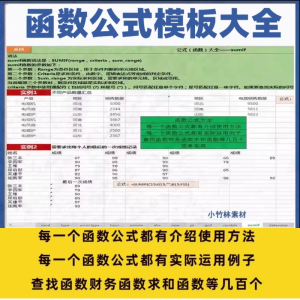 excel函数公式大全模板电子版表格常用公式函数与图表应用素材-虚拟资源仓