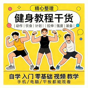 健身运动课程自学运动私教增肌减脂徒手器械锻炼训练视频教程素材-虚拟资源仓
