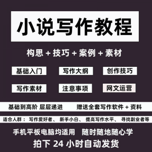 零基础小说写作教程网文新手创作技巧自学入门视频课素材大纲软件-虚拟资源仓