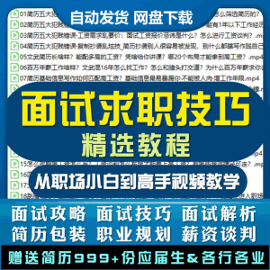 求职面试技巧视频课程简历包装职业规划应酬谈判辅导干货培训指导-虚拟资源仓